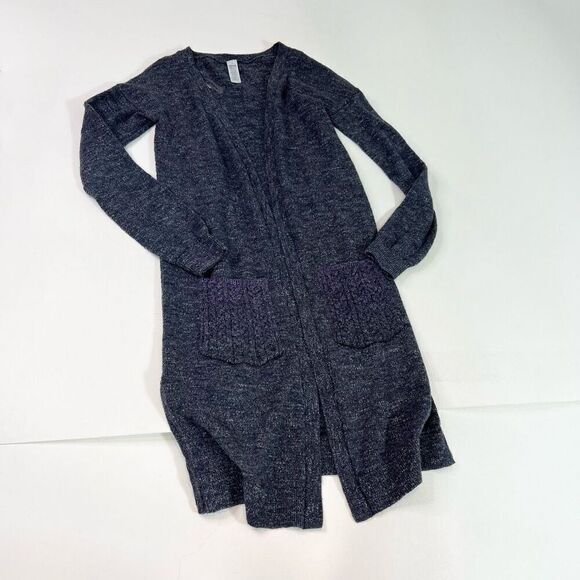 Ivivva Sweater kids 12 Gray Solid Cotton Long Sleeve Open Front Long Youth - Picture 1 of 7